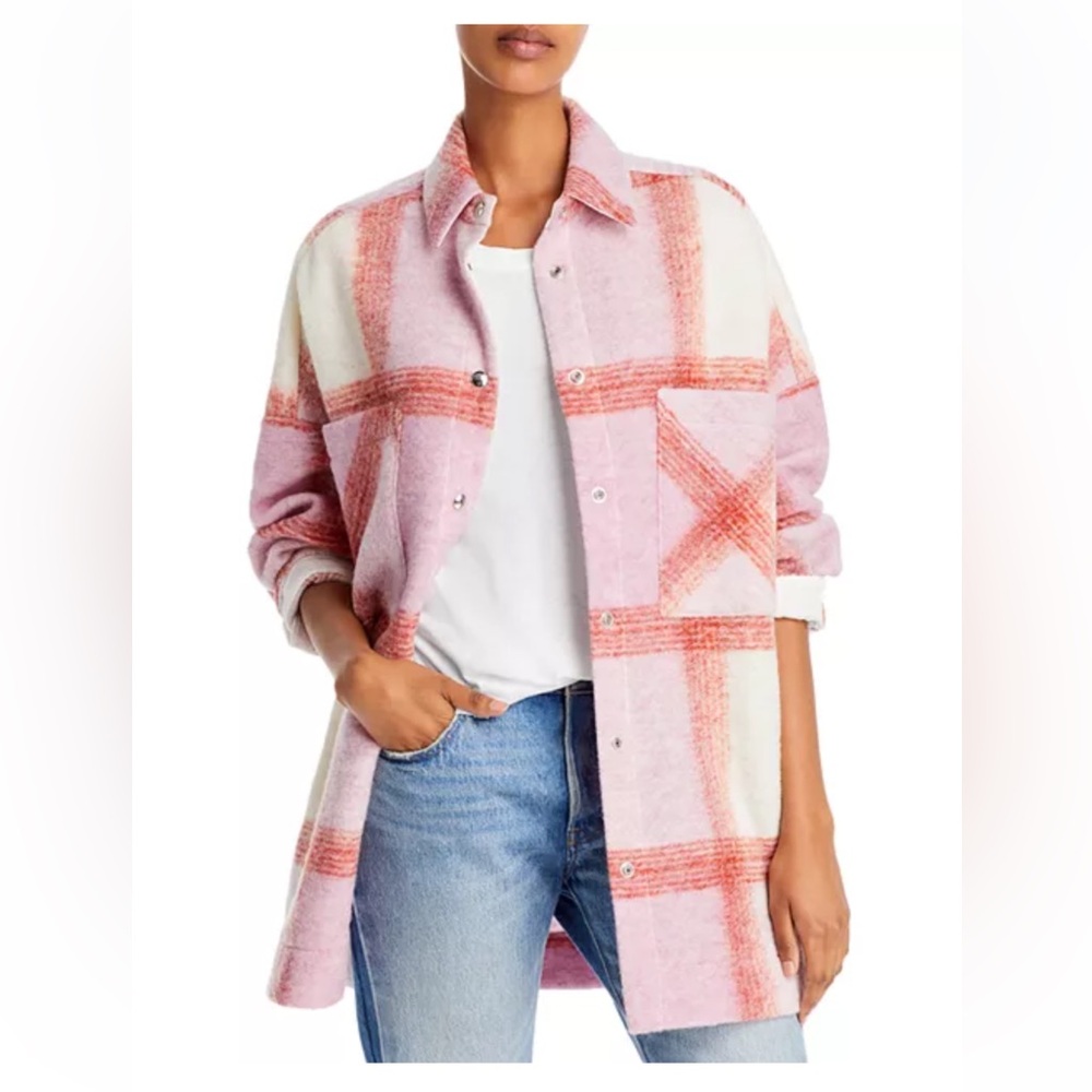 IRO - Lemina Plaid Shirt Jacket - Pink, White, Red - size Small - NWT - Picture 2 of 15